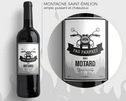 Bouteille de vin de Bordeaux personnalisée prénom - Moto