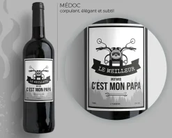 Bouteille de vin de Bordeaux personnalisée prénom - Moto
