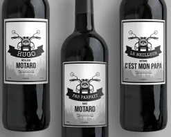 Bouteille de vin de Bordeaux personnalisée prénom - Moto