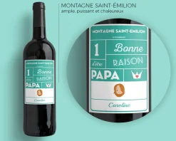 Bouteille de vin de Bordeaux personnalisée papa - Family Circus