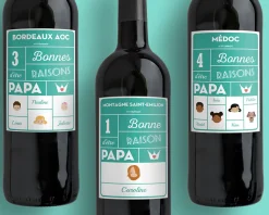 Bouteille de vin de Bordeaux personnalisée papa - Family Circus