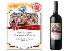 Bouteille de vin de Bordeaux personnalisée Noël - Photo