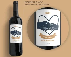 Bouteille de vin de Bordeaux personnalisée - De Père en Fils / Fille
