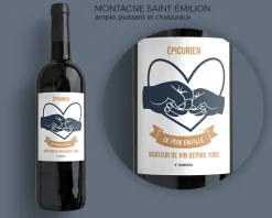 Bouteille de vin de Bordeaux personnalisée - De Père en Fils / Fille