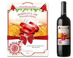 Bouteille de vin de Bordeaux personnalisée Noël - Voeux