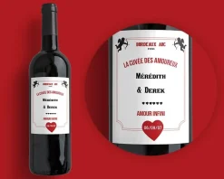 Bouteille de vin de Bordeaux personnalisée couple - Cupidon