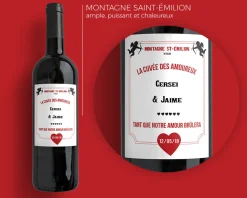 Bouteille de vin de Bordeaux personnalisée couple - Cupidon