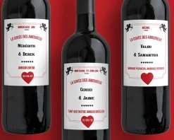 Bouteille de vin de Bordeaux personnalisée couple - Cupidon