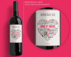 Bouteille de vin de Bordeaux personnalisée couple - Mots d'Amour
