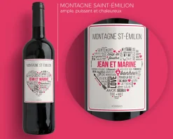 Bouteille de vin de Bordeaux personnalisée couple - Mots d'Amour