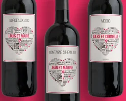 Bouteille de vin de Bordeaux personnalisée couple - Mots d'Amour