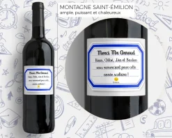 Bouteille de vin de Bordeaux personnalisée remerciements - Maîtresse, Maître et ATSEM