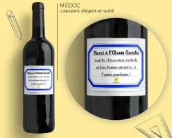 Bouteille de vin de Bordeaux personnalisée remerciements - Maîtresse, Maître et ATSEM