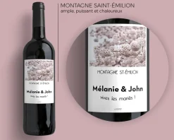 Bouteille de vin de Bordeaux personnalisée message - Fleurs