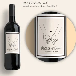 Bouteille de vin personnalisée - Dessin au trait