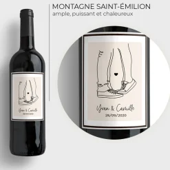 Bouteille de vin personnalisée - Dessin au trait