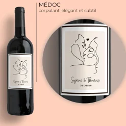 Bouteille de vin personnalisée - Dessin au trait