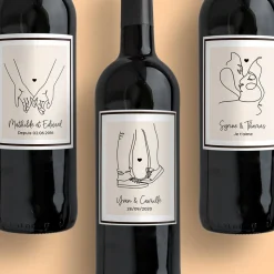 Bouteille de vin personnalisée - Dessin au trait