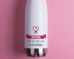 Bouteille isotherme en inox personnalisable - Remerciement personnel soignant
