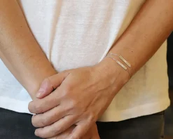 Bracelet double plaques en argent véritable