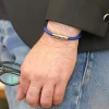 Bracelet en cuir tressé coloré - Marron foncé, camel ou bleu marine
