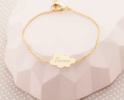 Bracelet enfant personnalisé Nuage - Plaqué or 18 carats ou argent
