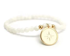 Bracelet femme - Perles en nacre et médaille rose des vents