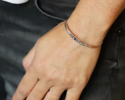 Bracelet Jonc gravé en Argent véritable