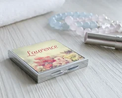 Bracelet Jonc gravé Je t'aime maman Argent rosé et son miroir personnalisable