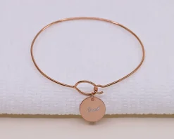 Bracelet jonc personnalisé - Plaqué or 18 carats, argent ou argent rosé