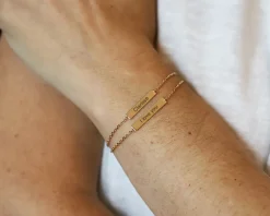 Bracelet personnalisé double plaques - plaqué or 18 carats