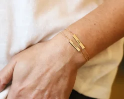 Bracelet personnalisé double plaques - plaqué or 18 carats