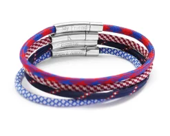 Bracelet personnalisé pour homme - cordon bordeaux et blanc