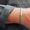 Bracelet personnalisé pour homme - cordon aquamarine