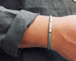 Bracelet personnalisé pour homme - cordon aquamarine