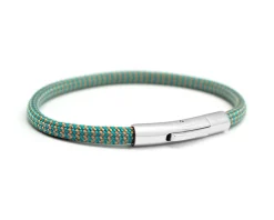 Bracelet personnalisé pour homme - cordon aquamarine