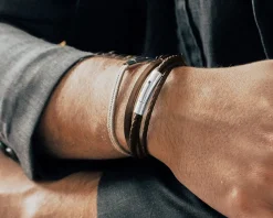 Bracelet personnalisable mix cuir - Marron ou noir