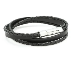 Bracelet personnalisable mix cuir - Marron ou noir