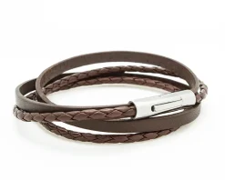 Bracelet personnalisable mix cuir - Marron ou noir