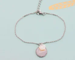 Bracelet personnalisable en argent véritable - Rose nacrée