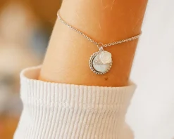 Bracelet personnalisable en argent véritable - Rose nacrée