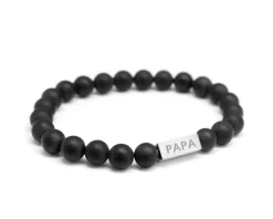 Bracelet pour homme personnalisable - perles Agates noires mates