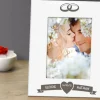Cadre métal blanc gravé Mariage