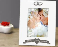 Cadre métal blanc gravé Mariage