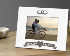Cadre métal blanc gravé Mariage