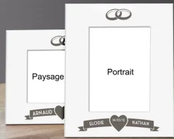 Cadre métal blanc gravé Mariage