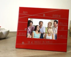 Cadre métal rouge gravé Famille Message
