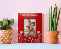 Cadre métal rouge gravé Maman