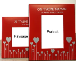 Cadre métal rouge gravé Maman