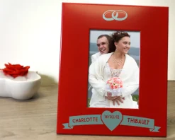 Cadre métal rouge gravé Mariage
